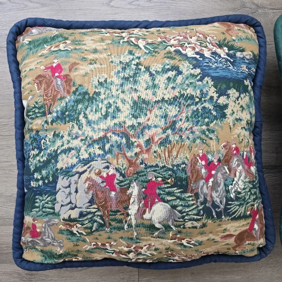 Handmade Equestrian Accent Pillows Set Of 2 Horse Deer Dogs Cabin Farmhouse - Picture 2 of 8